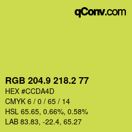 カラーコード: RGB 204.9 218.2 77 | qconv.com
