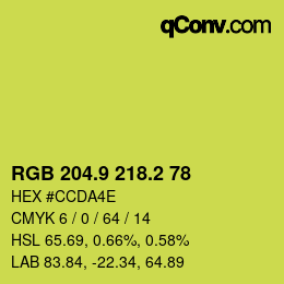 カラーコード: RGB 204.9 218.2 78 | qconv.com