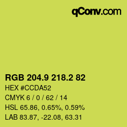 カラーコード: RGB 204.9 218.2 82 | qconv.com