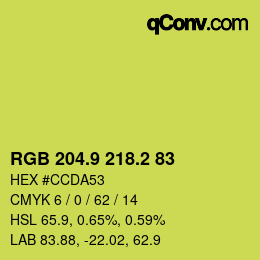 カラーコード: RGB 204.9 218.2 83 | qconv.com