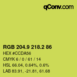 カラーコード: RGB 204.9 218.2 86 | qconv.com