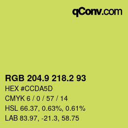 カラーコード: RGB 204.9 218.2 93 | qconv.com