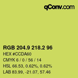 カラーコード: RGB 204.9 218.2 96 | qconv.com