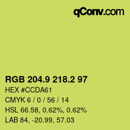 カラーコード: RGB 204.9 218.2 97 | qconv.com