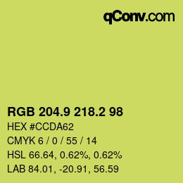 カラーコード: RGB 204.9 218.2 98 | qconv.com