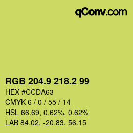 カラーコード: RGB 204.9 218.2 99 | qconv.com