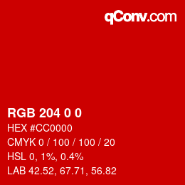 Code couleur: RGB 204 0 0 | qconv.com