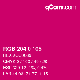 カラーコード: RGB 204 0 105 | qconv.com