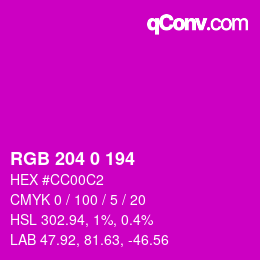 Color code: RGB 204 0 194 | qconv.com