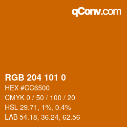 颜色代码: RGB 204 101 0 | qconv.com