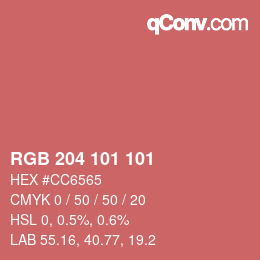 Color code: RGB 204 101 101 | qconv.com