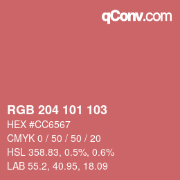 Color code: RGB 204 101 103 | qconv.com