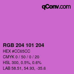 Color code: RGB 204 101 204 | qconv.com