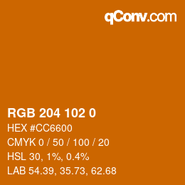 Color code: RGB 204 102 0 | qconv.com