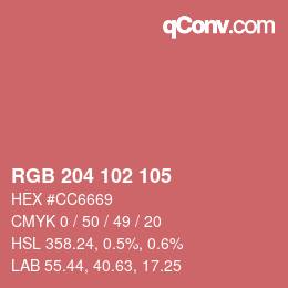 Color code: RGB 204 102 105 | qconv.com