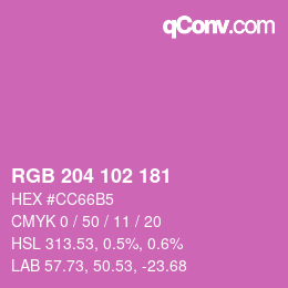 カラーコード: RGB 204 102 181 | qconv.com