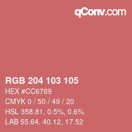 Color code: RGB 204 103 105 | qconv.com