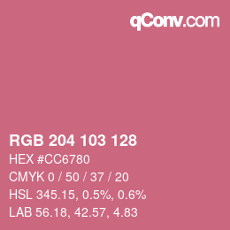 カラーコード: RGB 204 103 128 | qconv.com