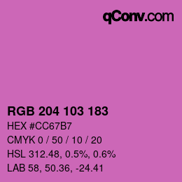 Color code: RGB 204 103 183 | qconv.com