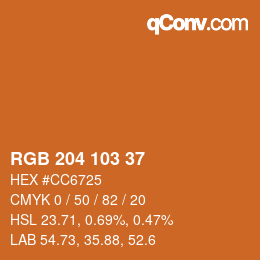 カラーコード: RGB 204 103 37 | qconv.com