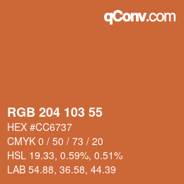 Color code: RGB 204 103 55 | qconv.com