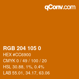 Color code: RGB 204 105 0 | qconv.com