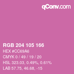 カラーコード: RGB 204 105 166 | qconv.com
