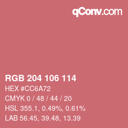 Color code: RGB 204 106 114 | qconv.com