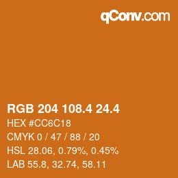 カラーコード: RGB 204 108.4 24.4 | qconv.com