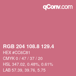カラーコード: RGB 204 108.8 129.4 | qconv.com