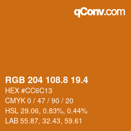 カラーコード: RGB 204 108.8 19.4 | qconv.com