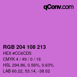 カラーコード: RGB 204 108 213 | qconv.com