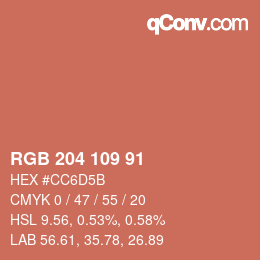 Farbcode: RGB 204 109 91 | qconv.com