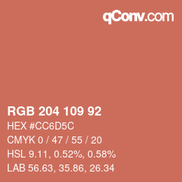 Farbcode: RGB 204 109 92 | qconv.com