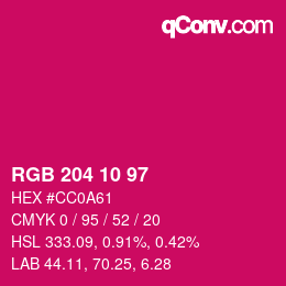 Color code: RGB 204 10 97 | qconv.com