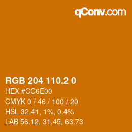 カラーコード: RGB 204 110.2 0 | qconv.com