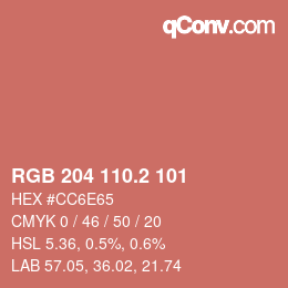カラーコード: RGB 204 110.2 101 | qconv.com