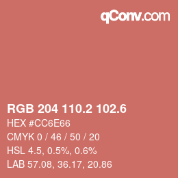 カラーコード: RGB 204 110.2 102.6 | qconv.com