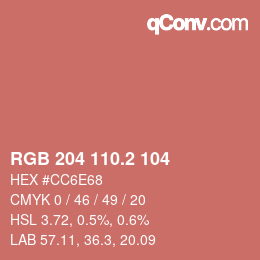 カラーコード: RGB 204 110.2 104 | qconv.com