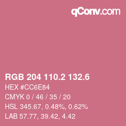 カラーコード: RGB 204 110.2 132.6 | qconv.com