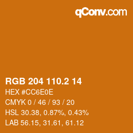 カラーコード: RGB 204 110.2 14 | qconv.com
