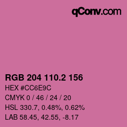 カラーコード: RGB 204 110.2 156 | qconv.com