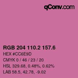 カラーコード: RGB 204 110.2 157.6 | qconv.com