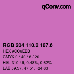 カラーコード: RGB 204 110.2 187.6 | qconv.com