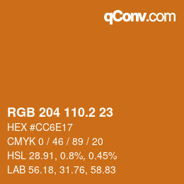 カラーコード: RGB 204 110.2 23 | qconv.com