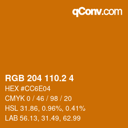 カラーコード: RGB 204 110.2 4 | qconv.com