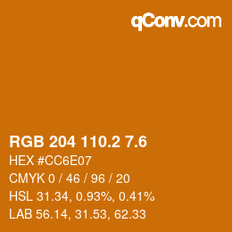 カラーコード: RGB 204 110.2 7.6 | qconv.com