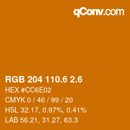 カラーコード: RGB 204 110.6 2.6 | qconv.com