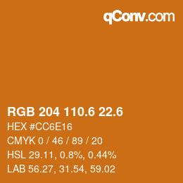 カラーコード: RGB 204 110.6 22.6 | qconv.com