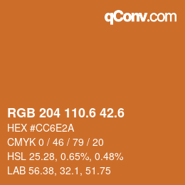 カラーコード: RGB 204 110.6 42.6 | qconv.com